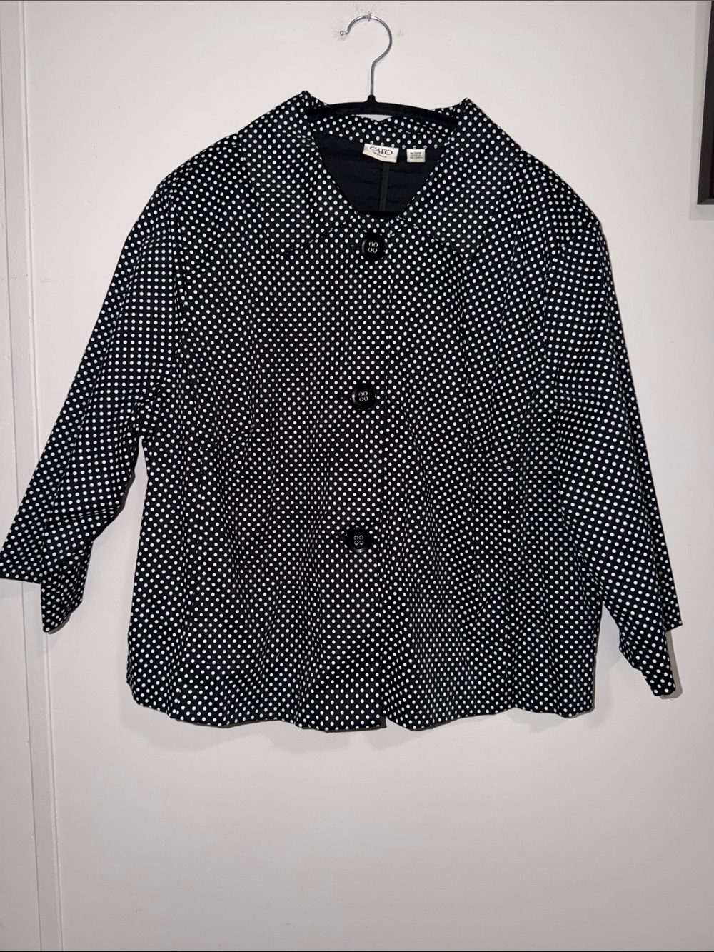 Cato Black and White Polka Dot Boxy Blazer
